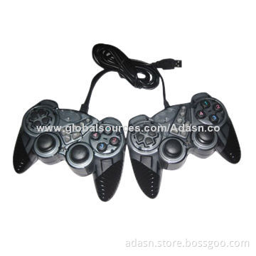 Wired PC USB Double Gamepad with Dual Shock, New Design, Various Colors are Available